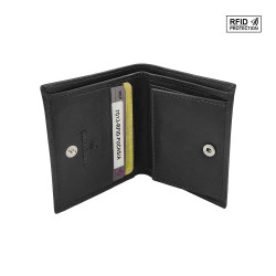 Porte monnaie cuir véritable, RFID Blocage, compact et spacieux pour pièces, billets et 2 cartes bancaire, Pour Homme / Femme, Cuir Vachette Véritable