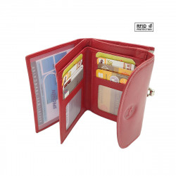 Porte-monnaie en cuir Protection RFID Blocage fermoir métal pour femme idéal pour ranger monnaie, permis, identité, cartes et billet