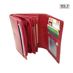 Porte-monnaie femme cuir véritable, RFID Blocage, multi compartiments, portefeuille, compagnon, pour 12 cartes, billet, monnaie, identité et permis