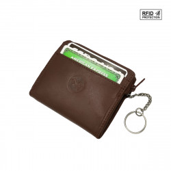 Petit Porte-monnaie en cuir Protection RFID Blocage, clé, cartes, billet et monnaie - idée cadeau Noël, fête, anniversaire